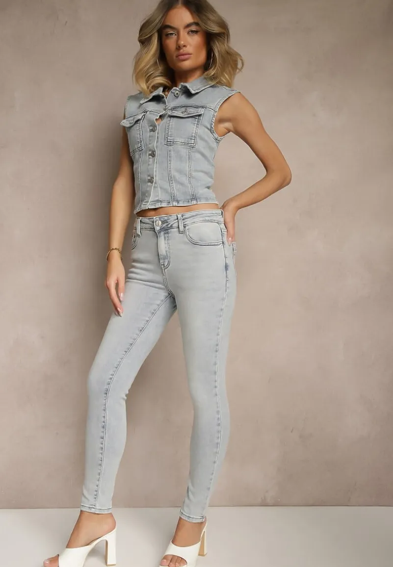 Jasnoniebieskie Casualowe Jeansy Slim Regular Nairionis