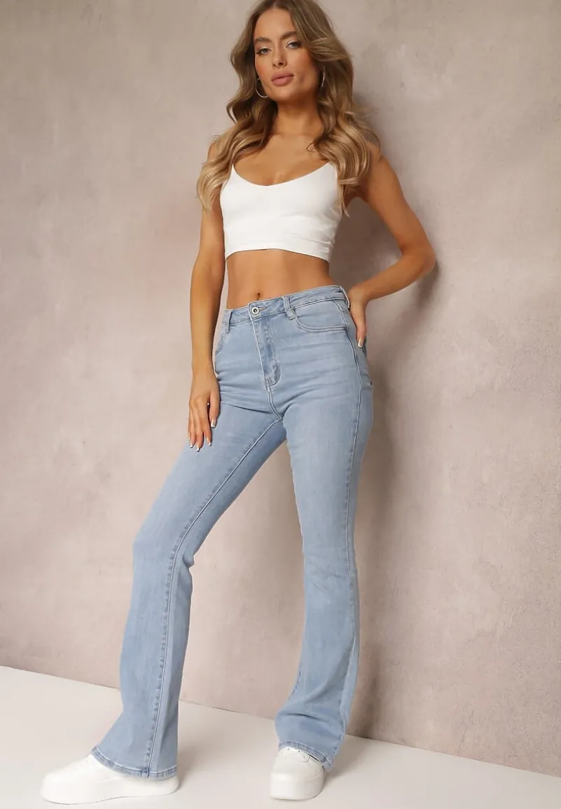 Jasnoniebieskie Jeansy Dzwony High Waist Briris
