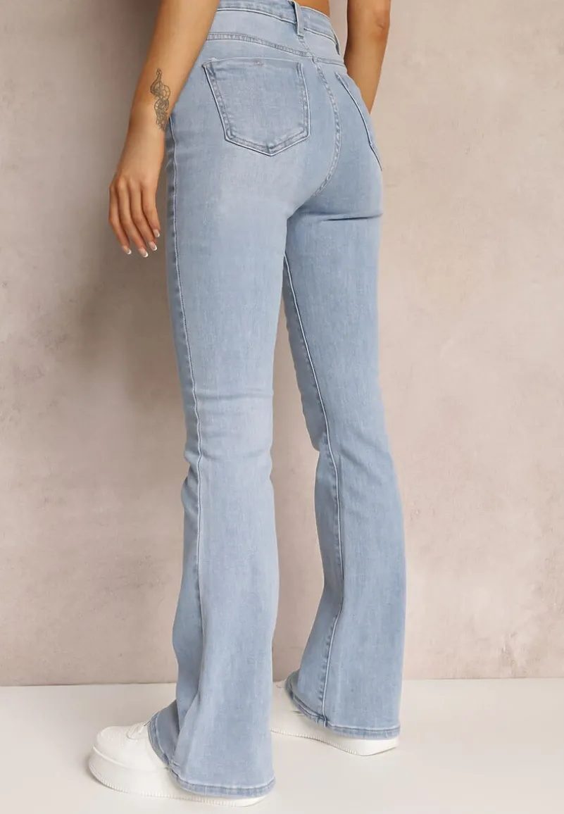Jasnoniebieskie Jeansy Dzwony High Waist Briris