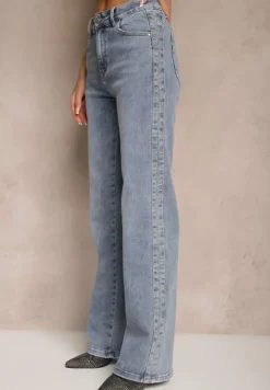 Jasnoniebieskie Jeansy High Waist o Szerokim Kroju Ulanira