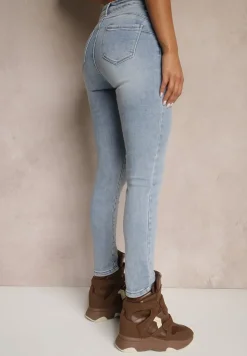 Jasnoniebieskie Jeansy Skinny z Bawełny Push-Up Carivira