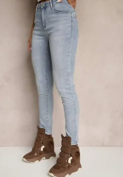 Jasnoniebieskie Jeansy Skinny z Bawełny Push-Up Carivira