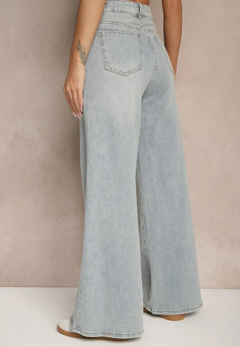 Jasnoniebieskie Jeansy Wide Leg High Waist Sesionis