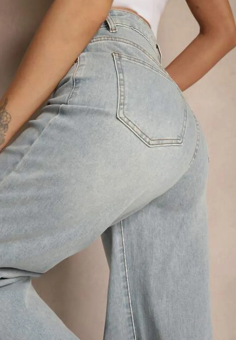 Jasnoniebieskie Jeansy Wide Leg High Waist Sesionis