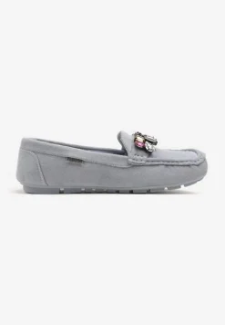 Jasnoniebieskie Mokasyny z Wkładką ze Skóry Naturalnej Veso