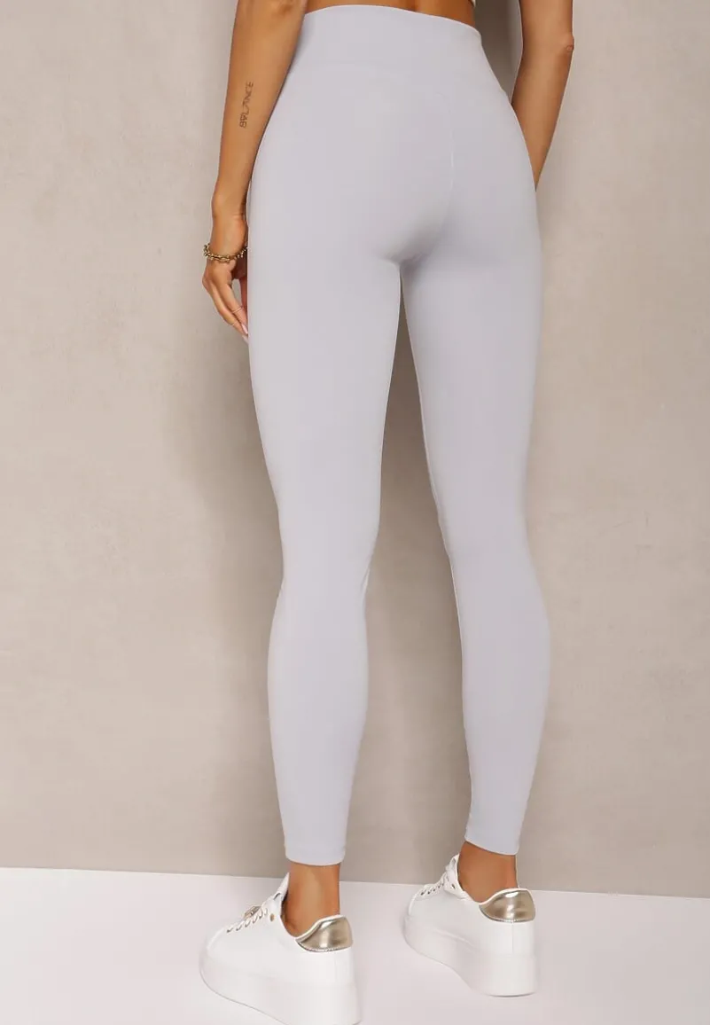 Jasnoniebieskie Sportowe Legginsy High Waist Quarefia