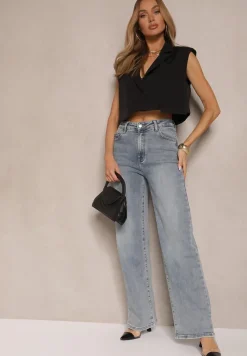 Jasnoniebieskie Szerokie Jeansy High Waist z Wiskozą Uliriel