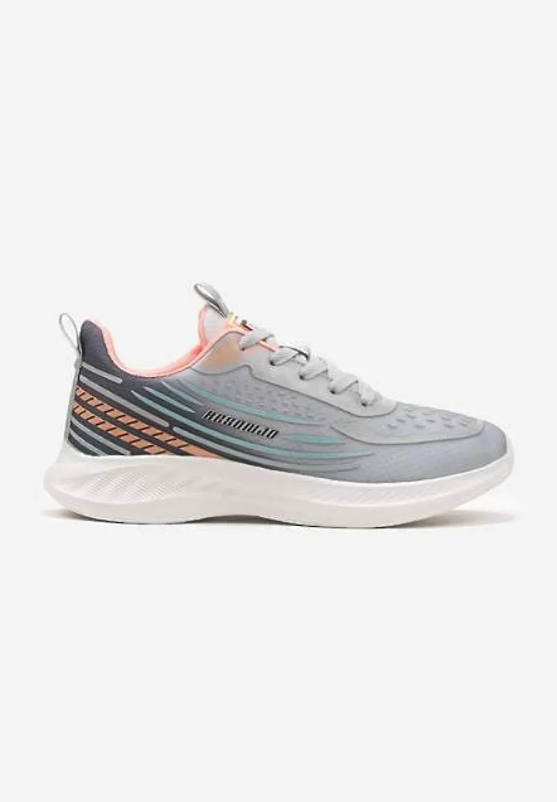 Jasnoszare Casualowe Buty Sportowe Sneakersy na Tłoczonej Płaskiej Podeszwie Moavette