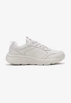 Jasnoszare Casualowe Buty Sportowe Sneakersy na Płaskiej Tłoczonej Podeszwie Velanitta