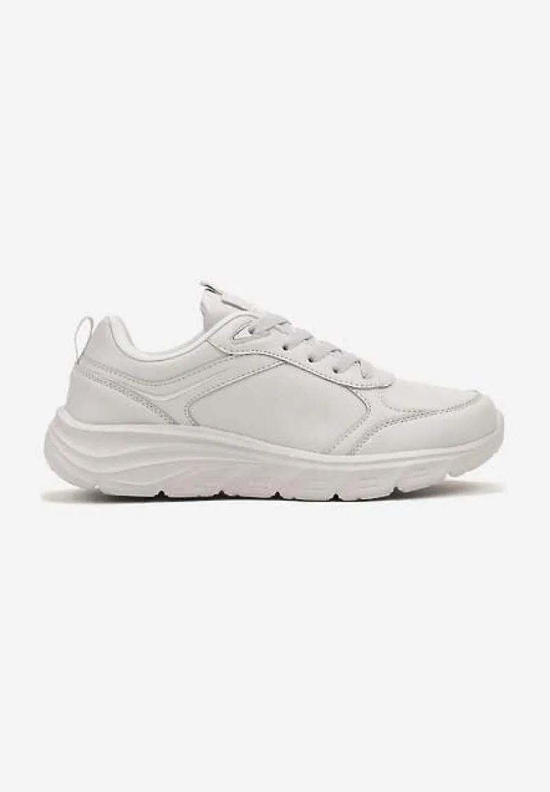 Jasnoszare Casualowe Buty Sportowe Sneakersy na Płaskiej Tłoczonej Podeszwie Velanitta
