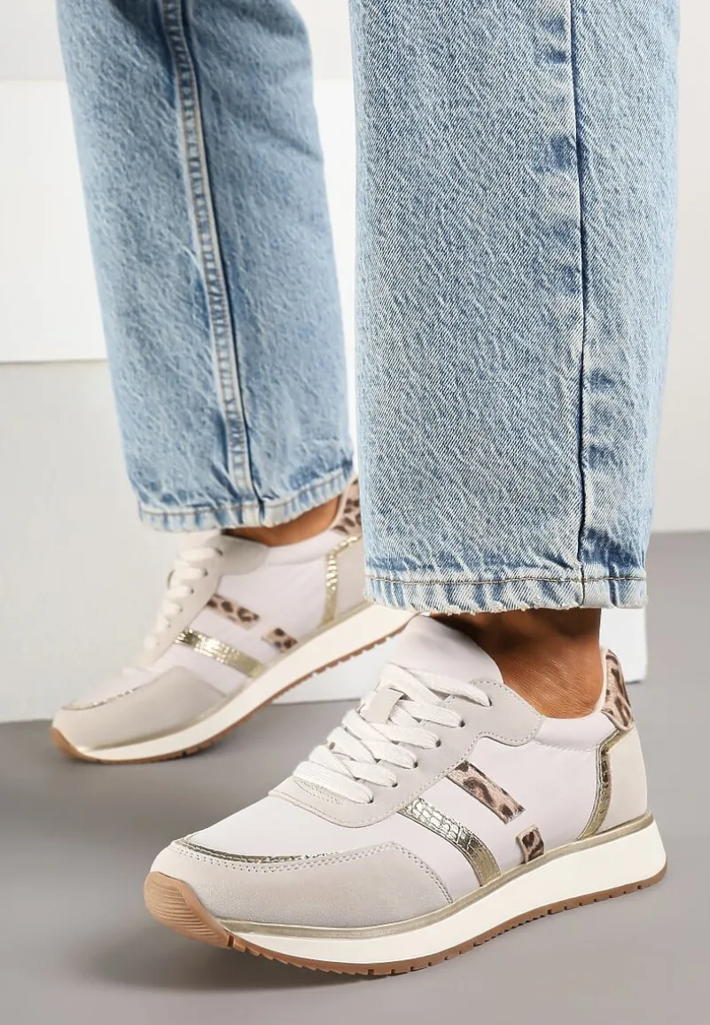 Jasnoszare Sneakersy z Metalicznym Wzorem Alusa