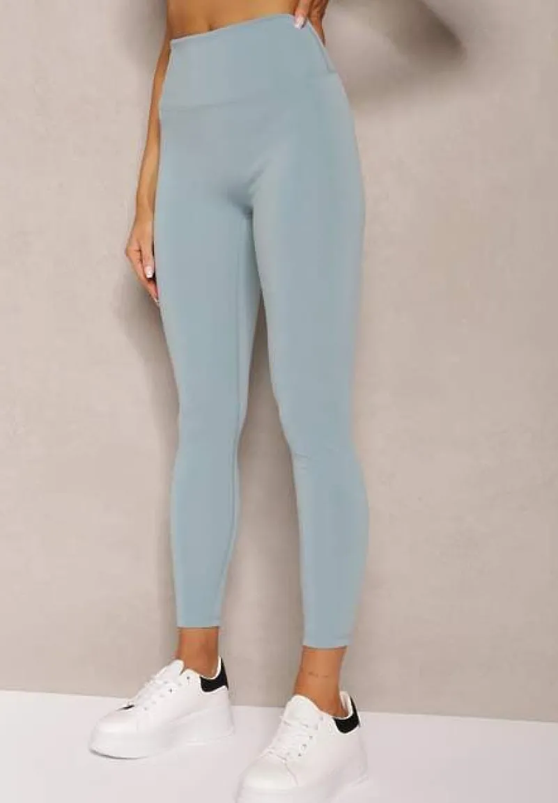 Jasnozielone Sportowe Legginsy High Waist Quarefia