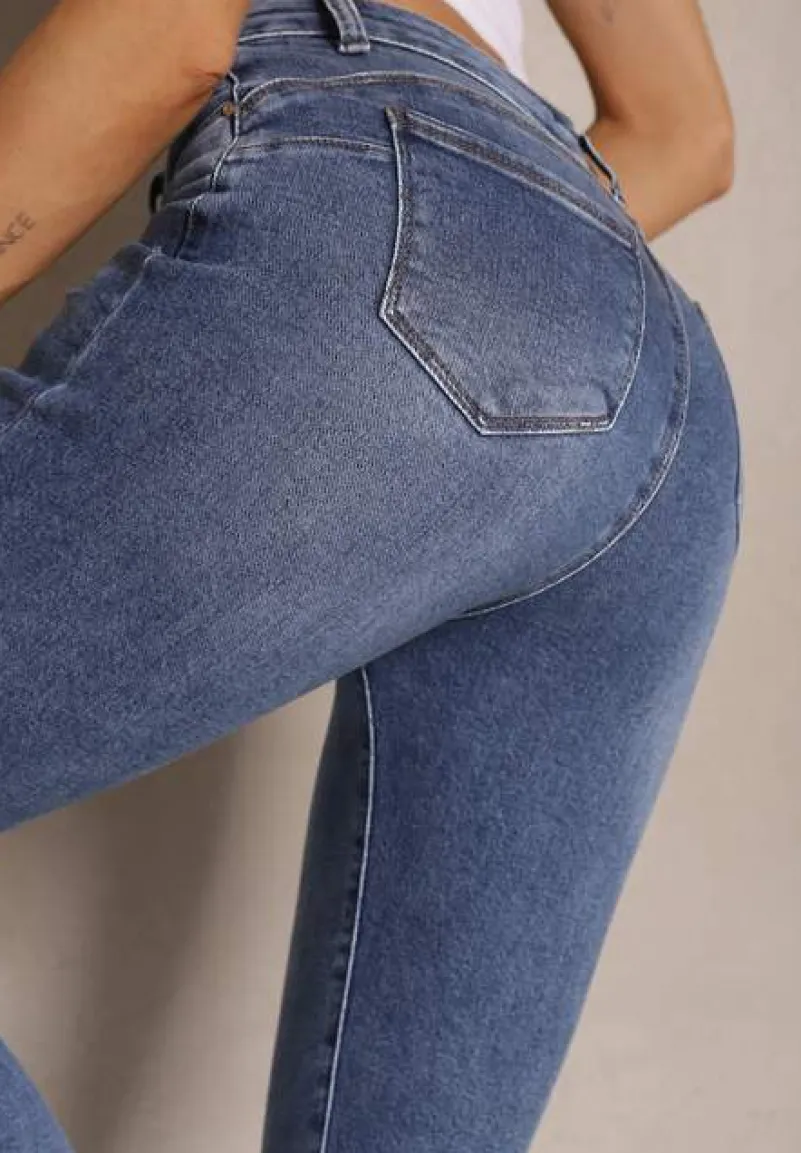 Niebieskie Bawełniane Jeansy Typu Skinny Rivmoi