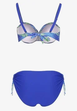 Niebieskie Bikini Dwuczęściowe Usztywniany Biustonosz Majtki Figi Seteria