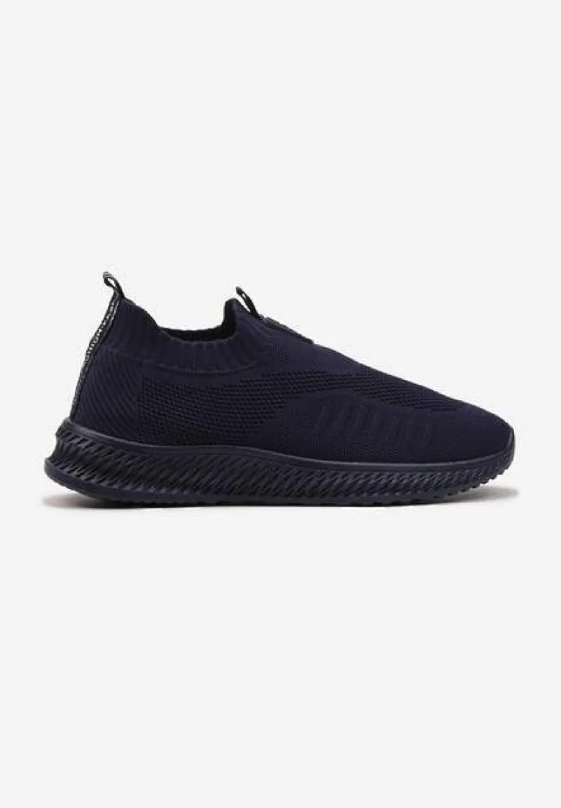 Niebieskie Buty Sportowe ze Skarpetkową Cholewką Pinke