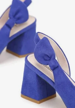 Niebieskie Czółenka na Słupku ze Szpiczastym Noskiem i Kokardką Kimara