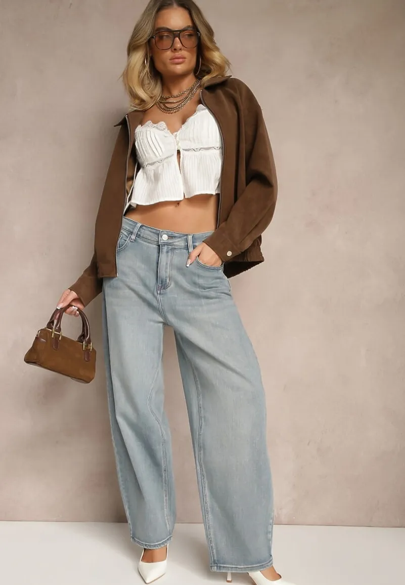 Niebieskie Jeansy Slouchy High Waist Halriva