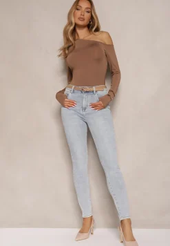 Niebieskie Jeansy z Bawełną Skinny High Waist Marino