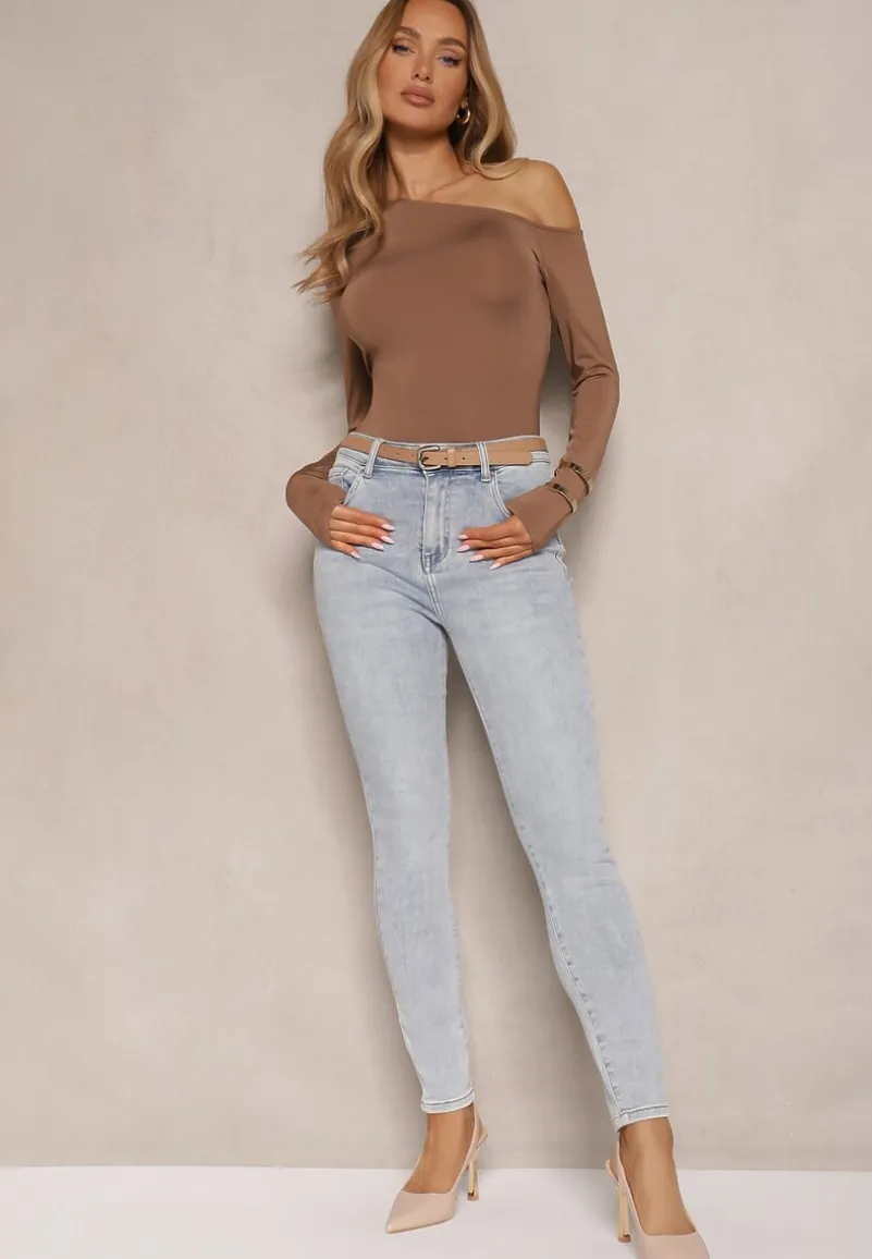 Niebieskie Jeansy z Bawełną Skinny High Waist Marino