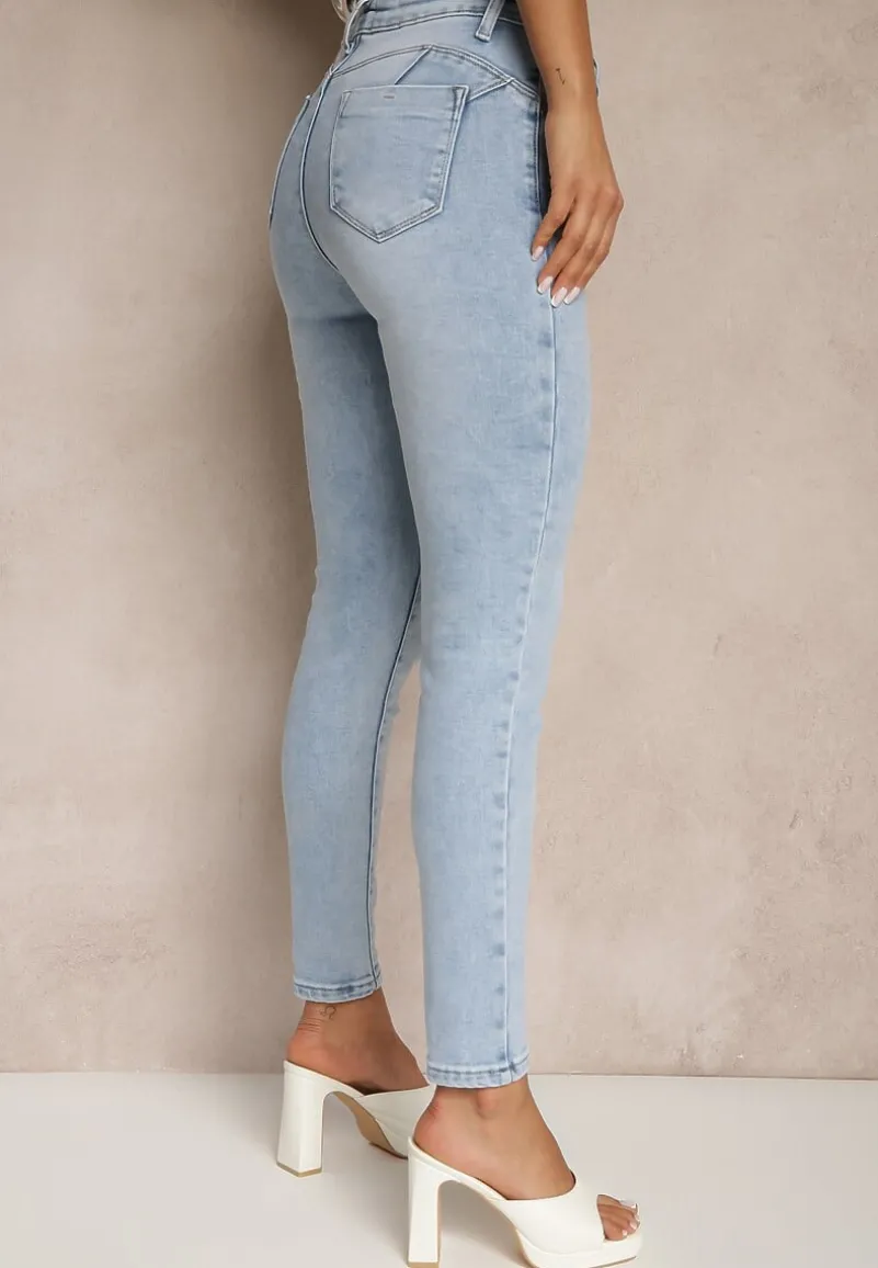 Niebieskie Jeansy z Bawełny Skinny High Waist Revelline