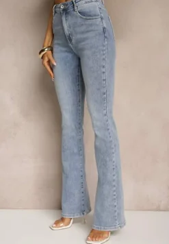 Niebieskie Klasyczne Jeansy Flare Regular Waist Neliovia
