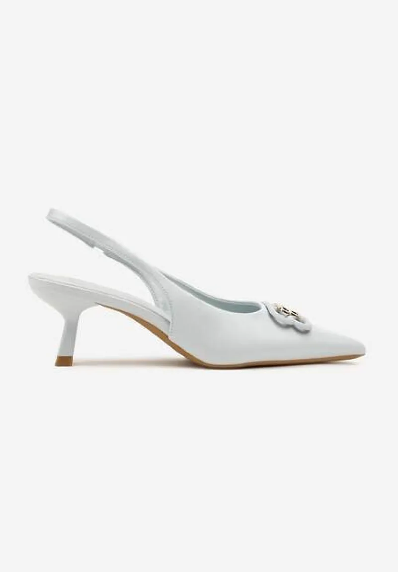 Niebieskie Sandały Vices na Kaczuszce Typu Slingback Ozdobione Metaliczną Aplikacją Lilarunea
