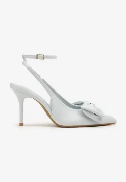 Niebieskie Sandały Vices na Szpilce Slingback Ozdobione Kokardą Tilvanea