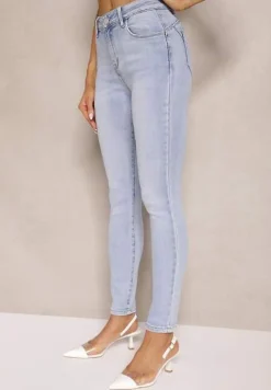 Niebieskie Skinny Jeansy z Bawełną i Efektem Push Up Nusindrel
