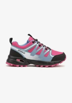 Niebiesko-Fuksjowe Buty Sportowe Sneakersy Sznurowane na Tłoczonej Podeszwie Tinasinna