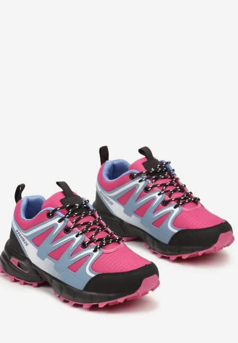 Niebiesko-Fuksjowe Buty Sportowe Sneakersy Sznurowane na Tłoczonej Podeszwie Tinasinna