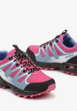 Niebiesko-Fuksjowe Buty Sportowe Sneakersy Sznurowane na Tłoczonej Podeszwie Tinasinna