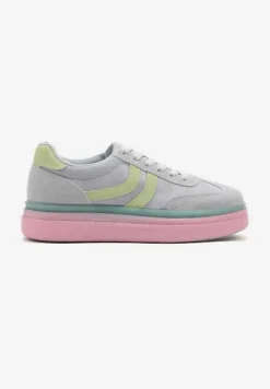 Niebiesko-Różowe Sneakersy Typu Kultowe Tenisówki na Niskiej Platformie Olritia