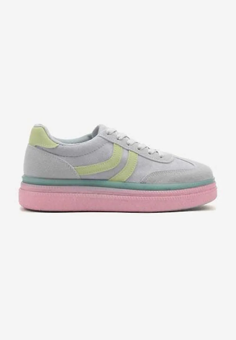 Niebiesko-Różowe Sneakersy Typu Kultowe Tenisówki na Niskiej Platformie Olritia