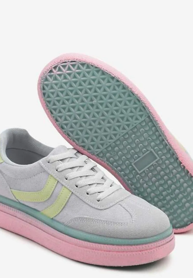 Niebiesko-Różowe Sneakersy Typu Kultowe Tenisówki na Niskiej Platformie Olritia