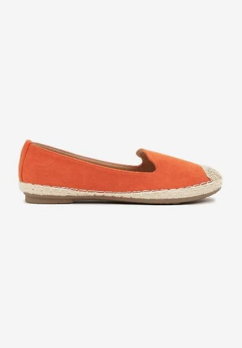 Pomarańczowe Espadryle z Motywem Plecionki Ralomea