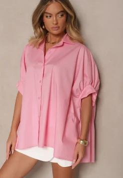 Różowa Koszula z Bawełny Oversize Zienessa