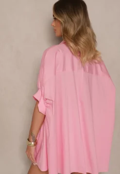 Różowa Koszula z Bawełny Oversize Zienessa