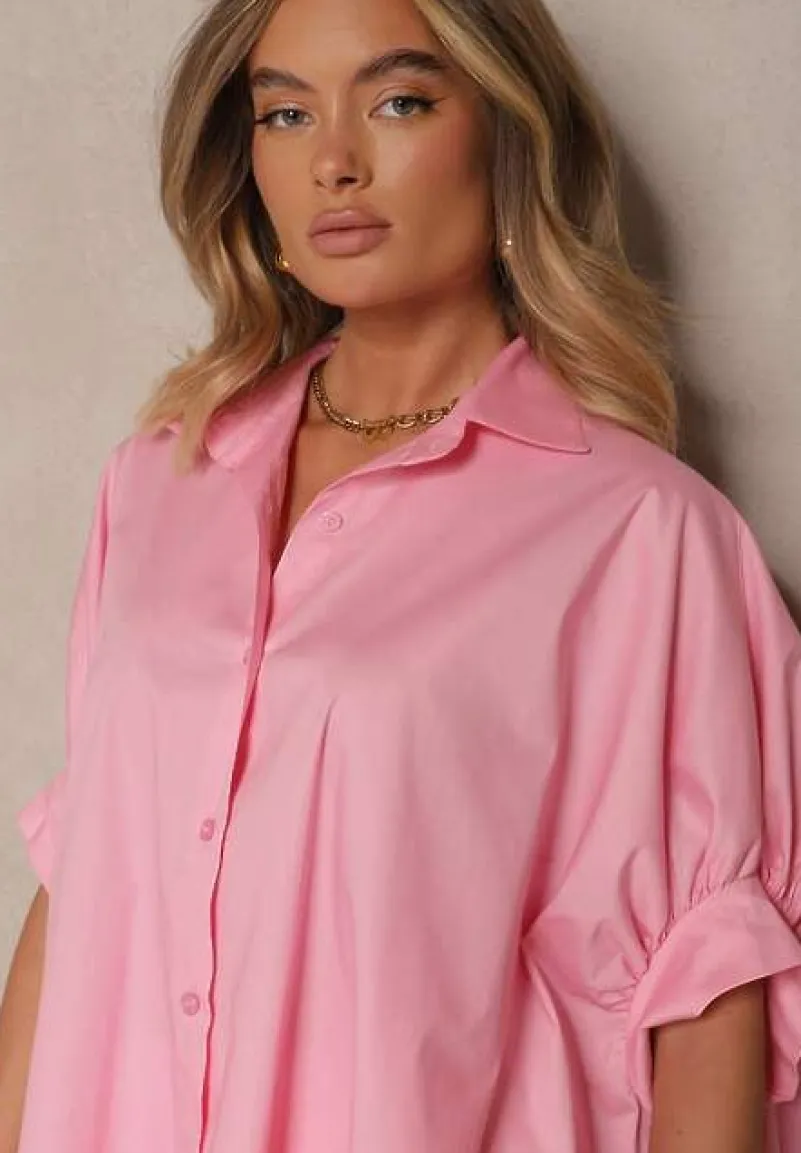 Różowa Koszula z Bawełny Oversize Zienessa