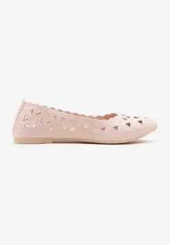 Różowe Balerinki Vices z Ażurowymi Wycięciami Naneria