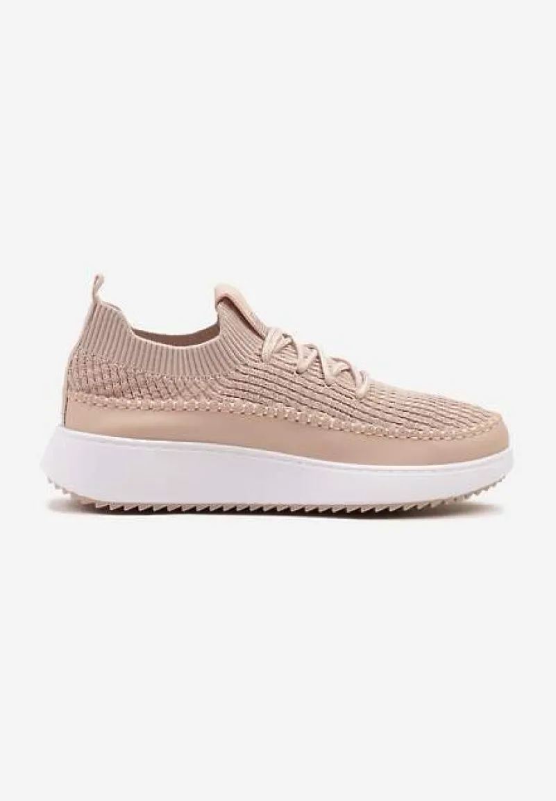 Różowe Buty Sportowe Sneakersy z Siateczkową Cholewką Helazia