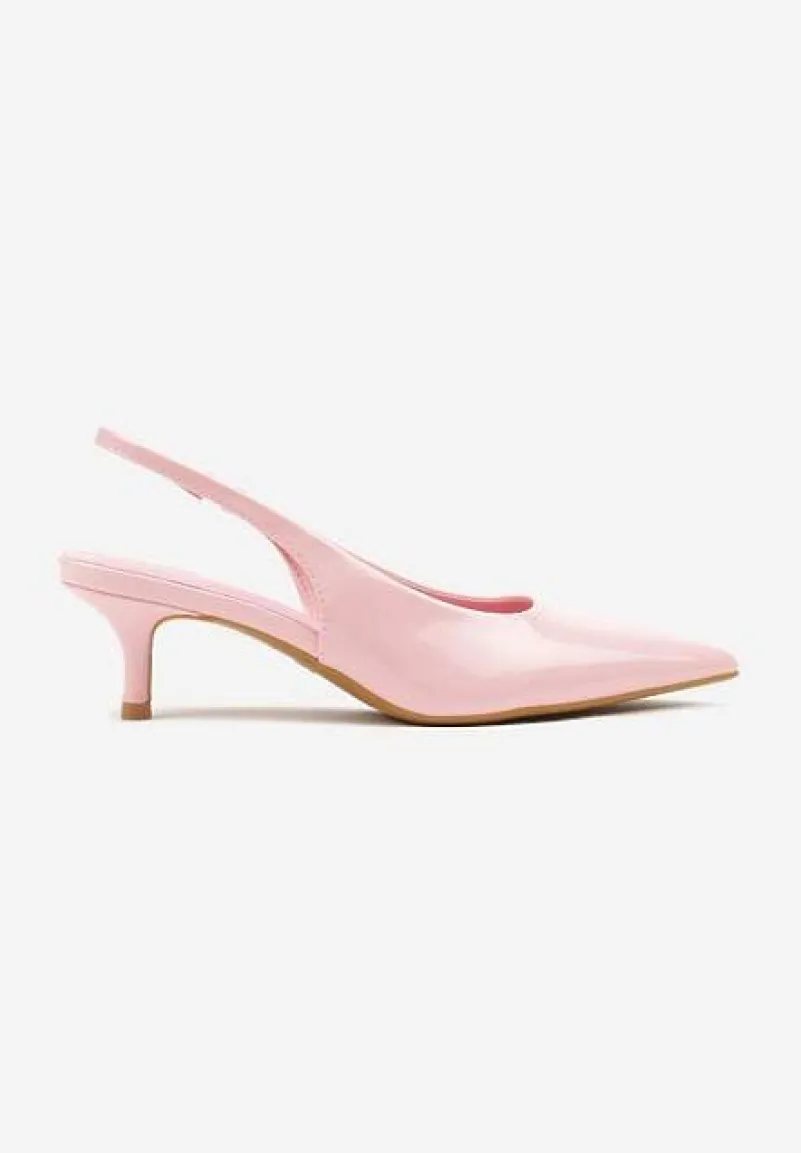 Różowe Czółenka Slingback Vices z Lakierowanym Połyskiem na Kaczuszce Sonwena
