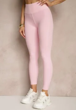 Różowe Legginsy z Ozdobnymi Przeszyciami z Efektem Modelowania Carittia