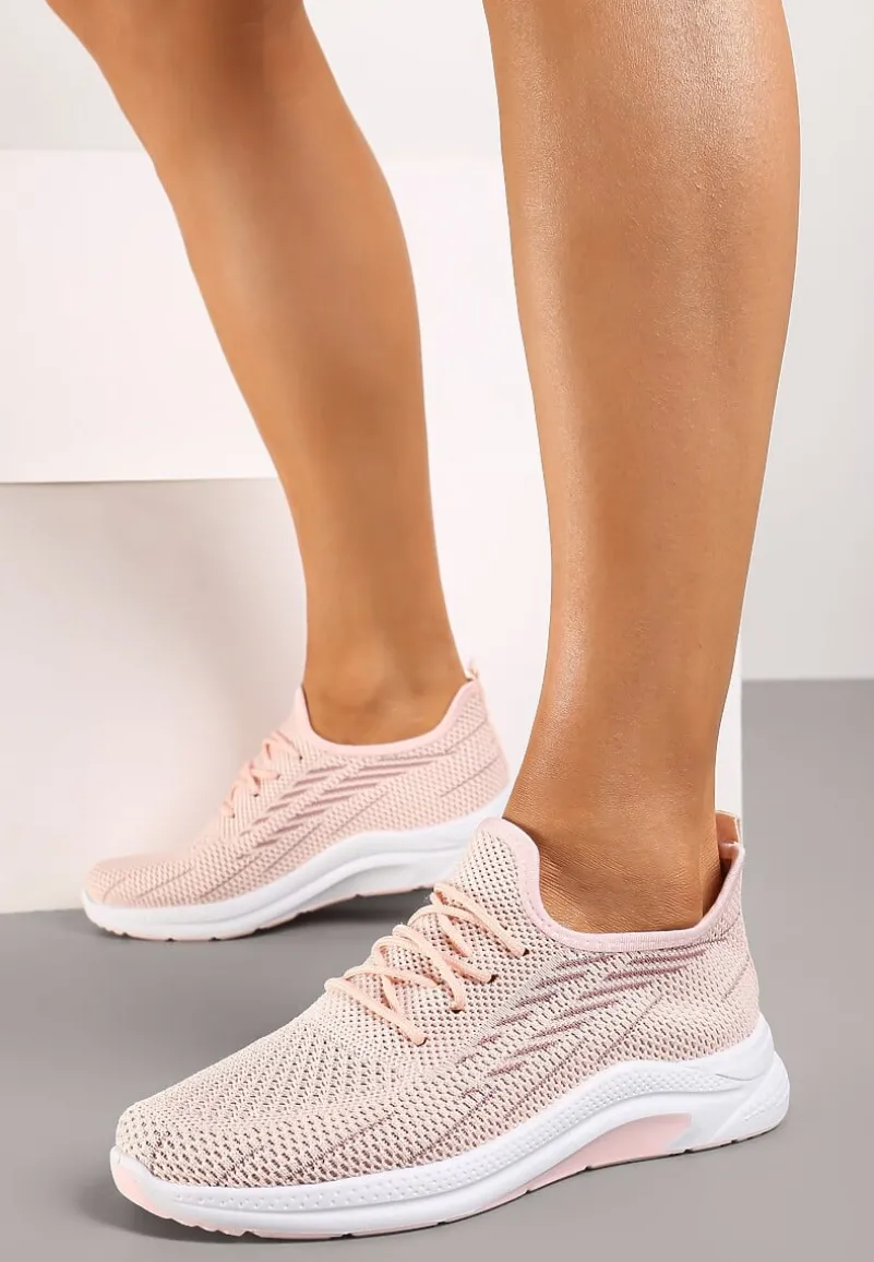 Różowe Siateczkowe Buty Sportowe na Piankowej Podeszwie Linidas