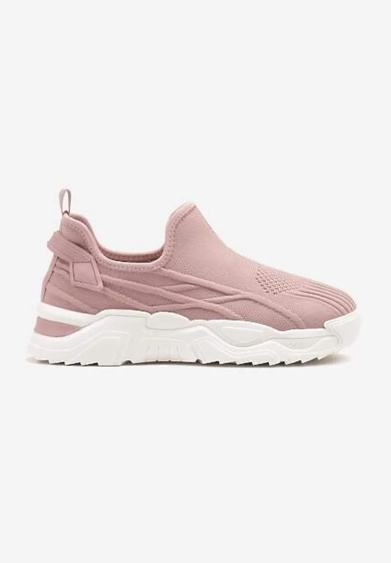 Różowe Siateczkowe Buty Sportowe Sneakersy Wsuwane Zdobione Tłoczeniami Nusadela