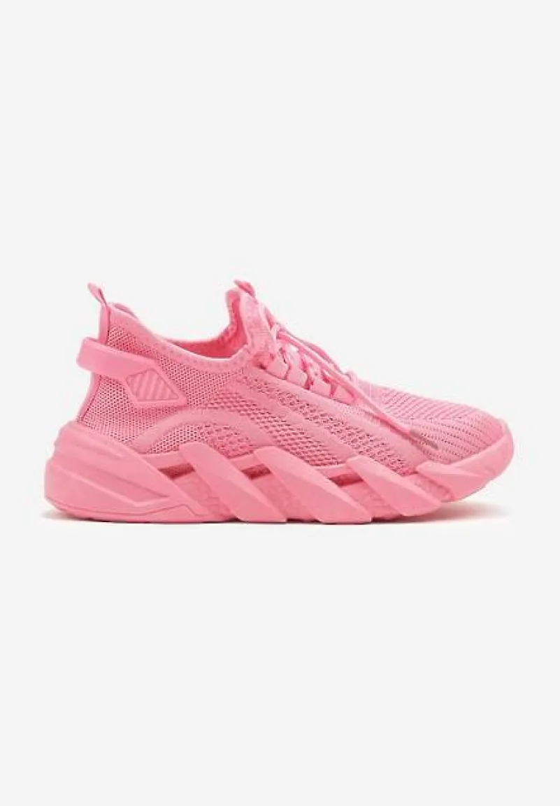 Różowe Sneakersy na Tłoczonej Platformie Tatilora