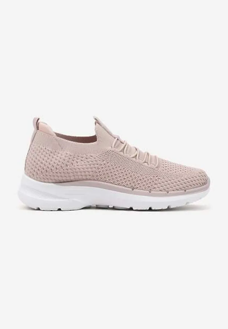 Różowe Wsuwane Buty Sportowe Sneakersy z Imitacją Sznurówek Tatanoris