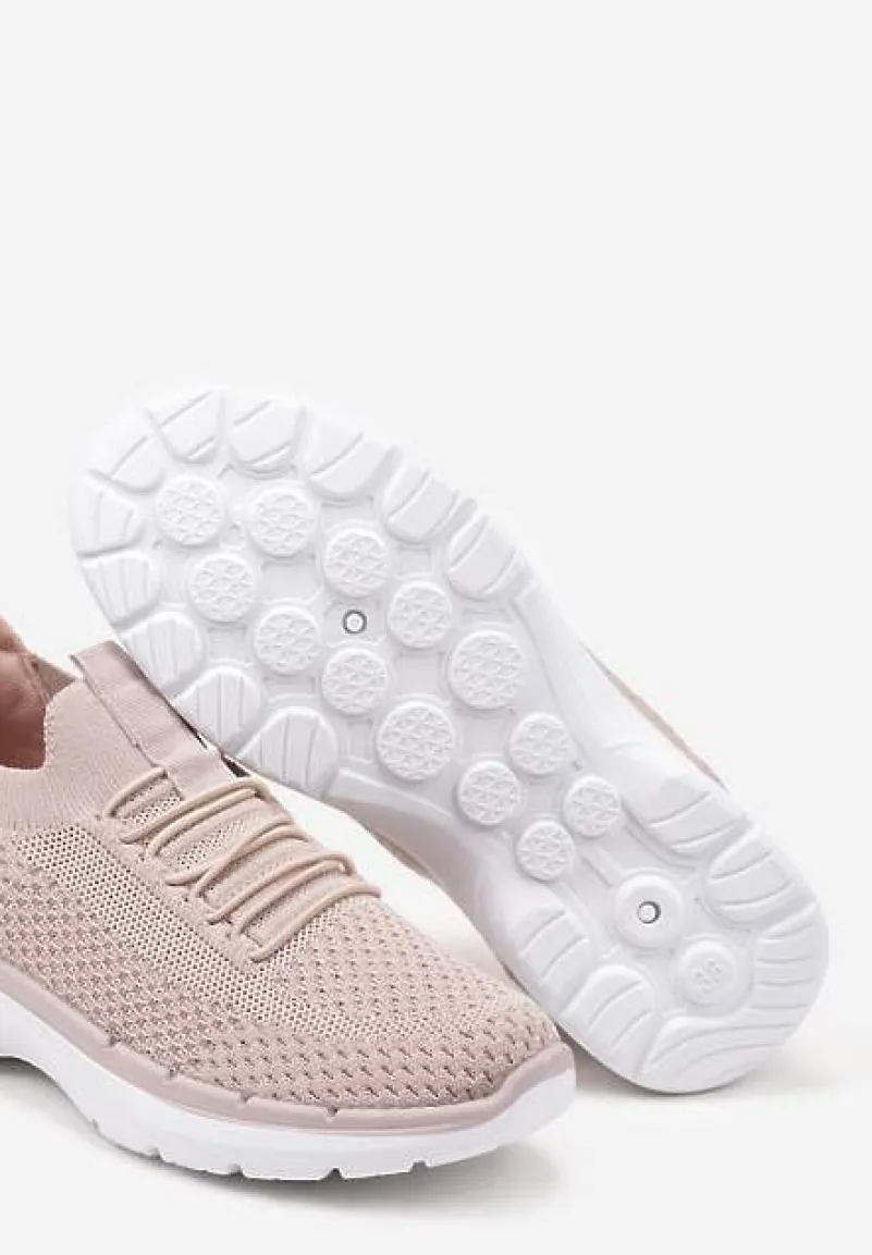 Różowe Wsuwane Buty Sportowe Sneakersy z Imitacją Sznurówek Tatanoris