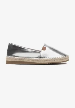 Srebrne Płaskie Casualowe Espadryle w Stylu Boho Lephea