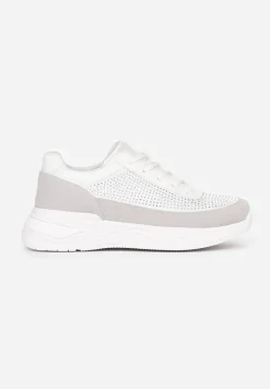 Srebrne Sneakersy z Drobnymi Cyrkoniami Hinekle