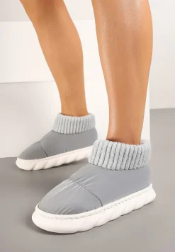 Szare Kapcie Vices na Piankowej Podeszwie z Pikowaną Cholewką Velavina